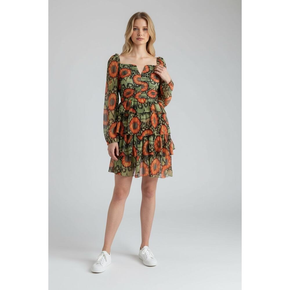 Beulah Smocked Short Mini Dress Long Sleeve Size S NWT